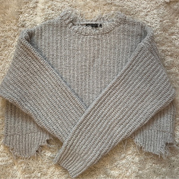 BERSHKA grey knit distressed sweater, S - Picture 1 of 1